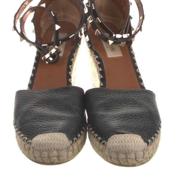 Valentino Black Espadrille Wedge Sandals - Picture 3 of 5